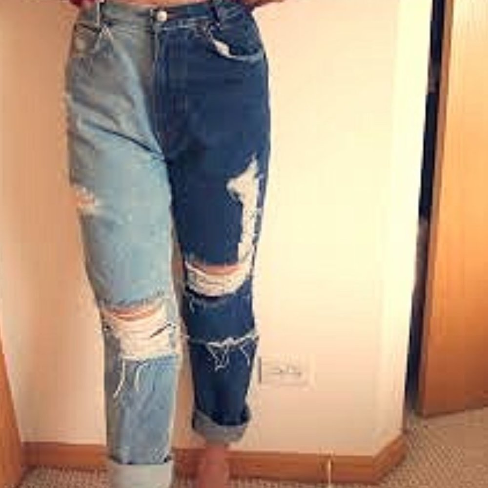 Cute half and half bleached jeans